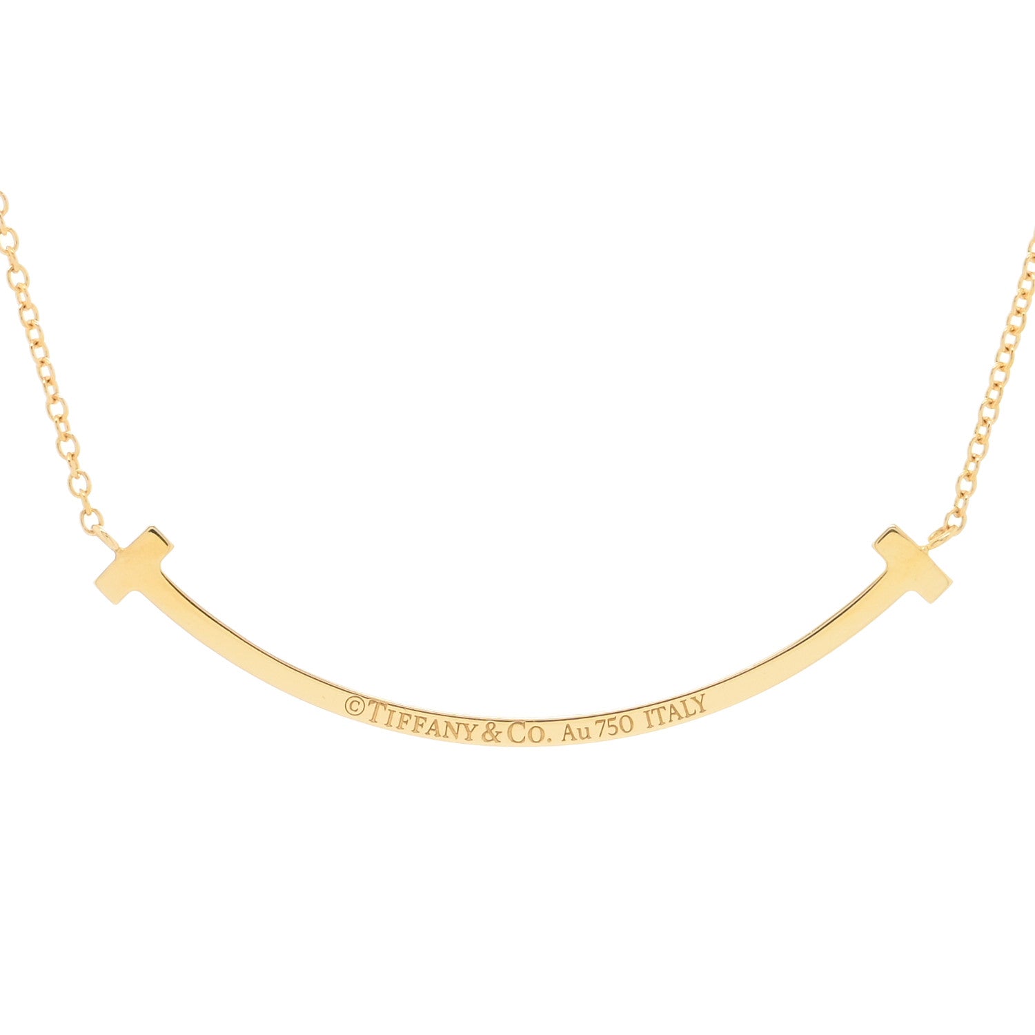 Tiffany 18K Yellow Gold Diamond Small T Smile Pendant Necklace 4 of 4