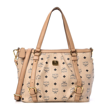 MCM Visetos Medium Essentials Shopper Tote Beige 1 of 10