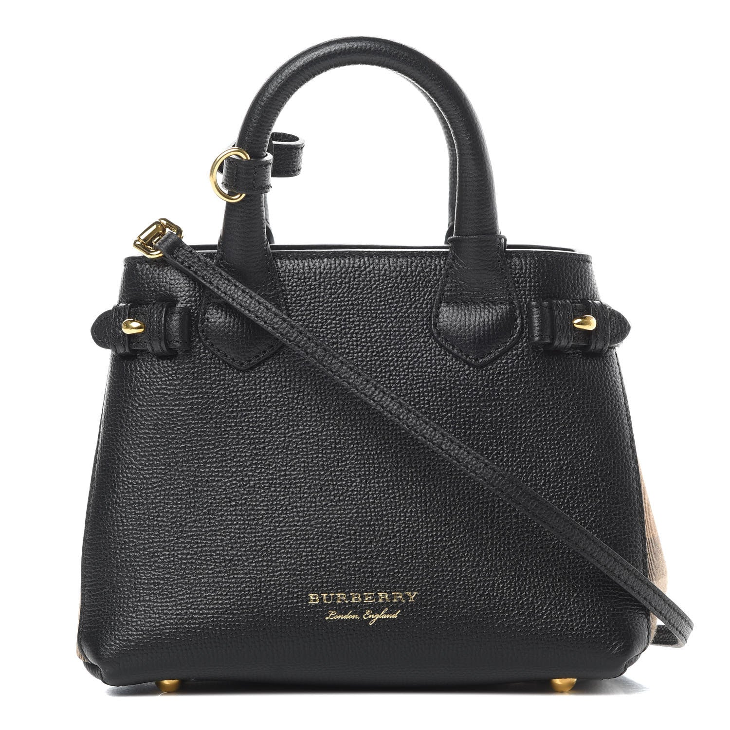 Burberry Derby Calfskin House Check Baby Banner Tote Black 1 of 11