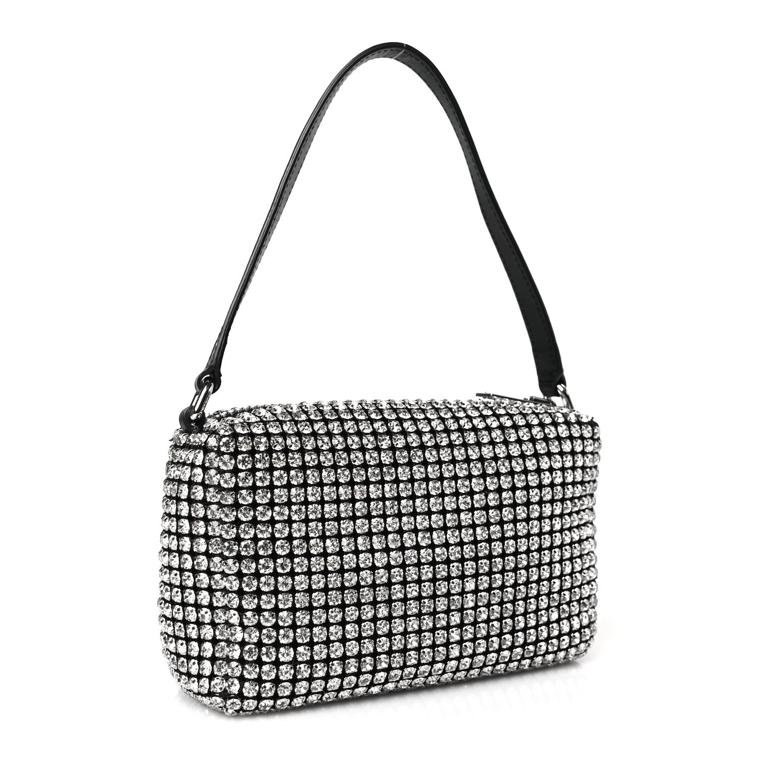 Alexander Wang Mesh Crystal Rhinestone Mini Heiress Pouch Black Silver 3 of 9