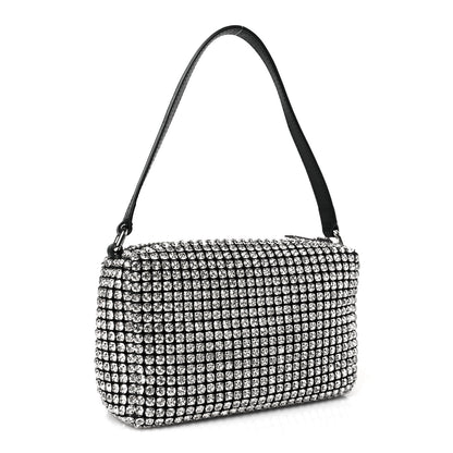 Alexander Wang Mesh Crystal Rhinestone Mini Heiress Pouch Black Silver 3 of 9