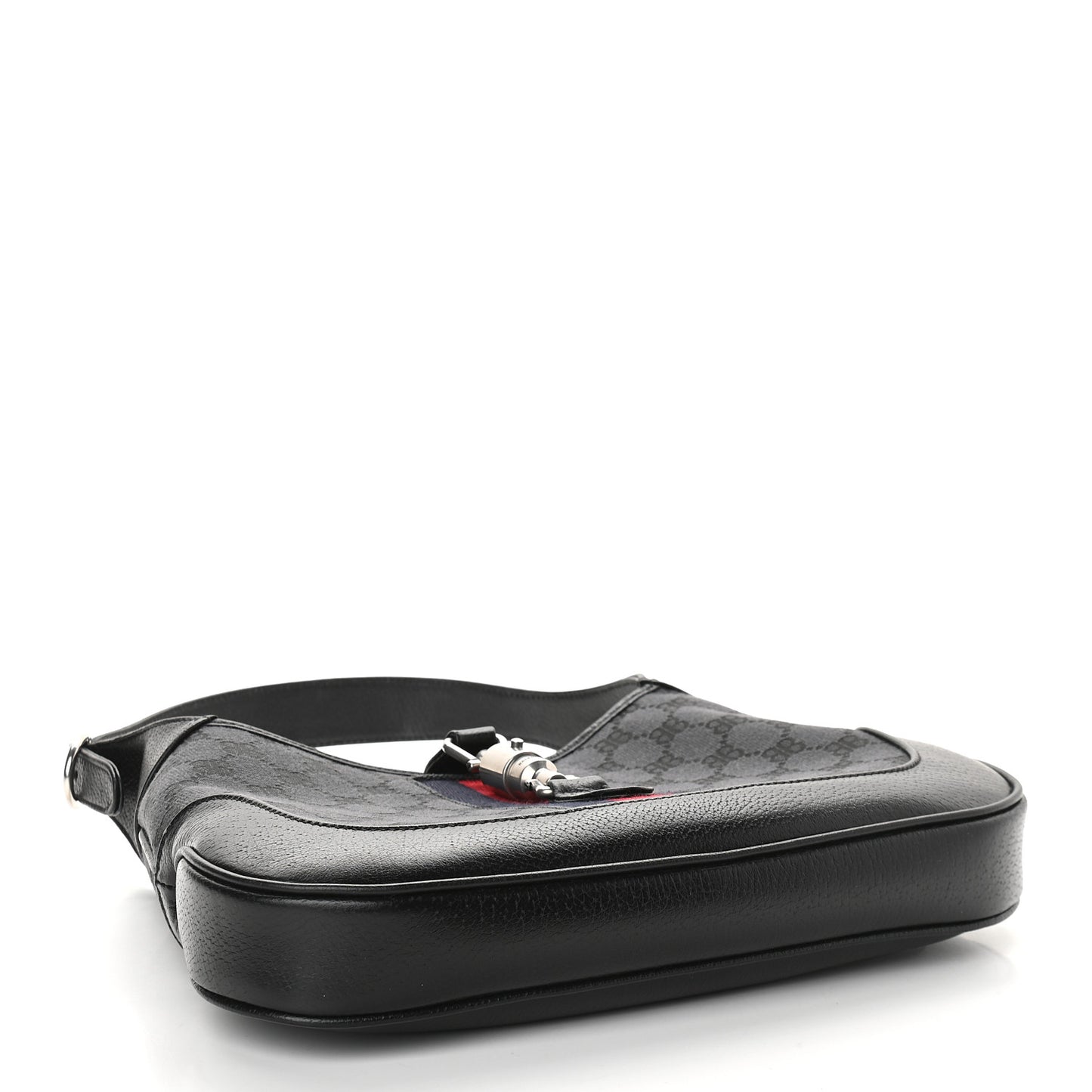 X BALENCIAGA BB Monogram Calfskin Web Small Jackie 1961 Hobo Black