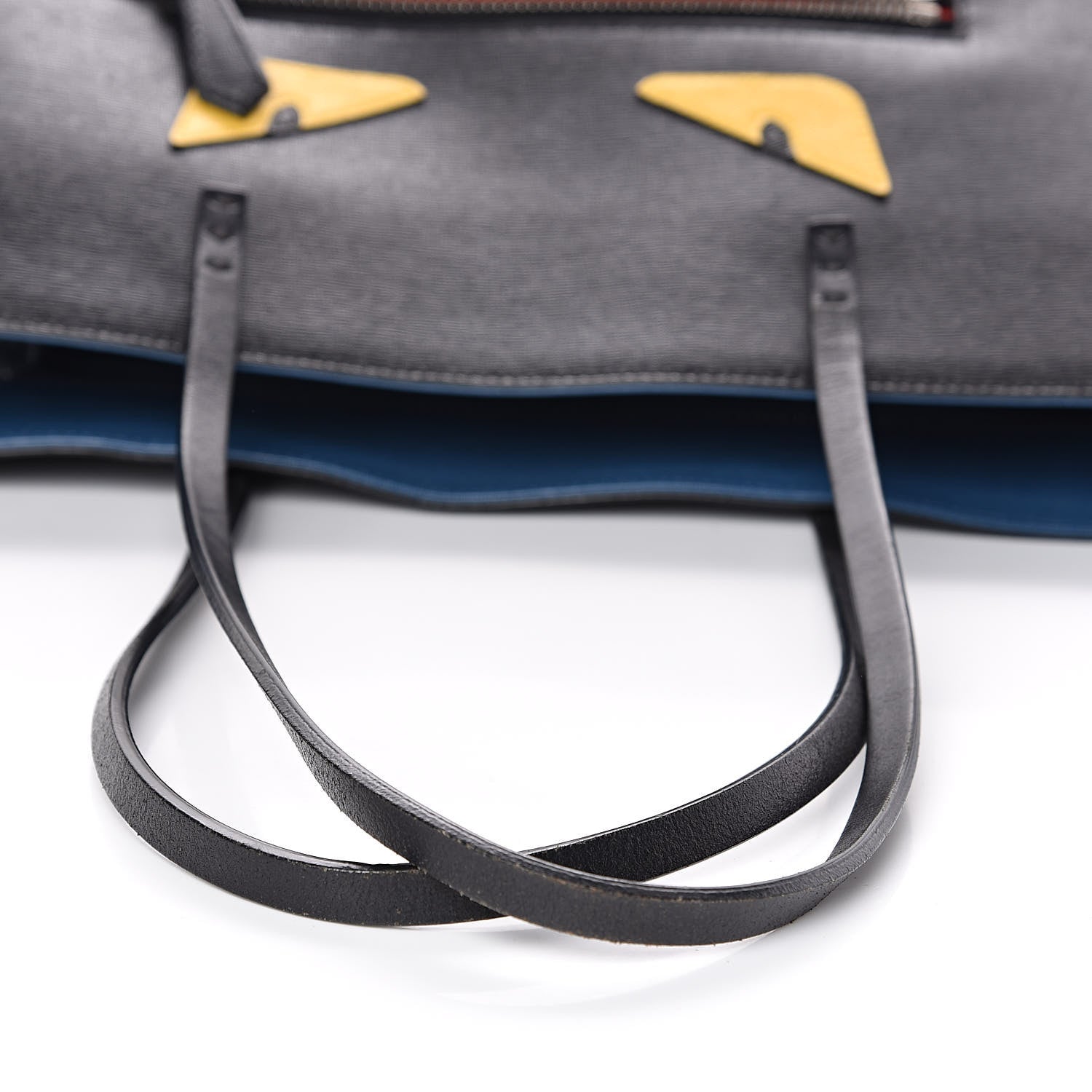 Fendi Vitello Elite Cuoio Monster Buggies Medium Roll Tote Black Multicolor Blue Cobalto 10 of 12