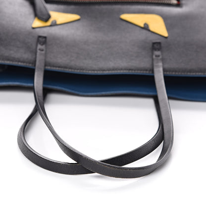 Fendi Vitello Elite Cuoio Monster Buggies Medium Roll Tote Black Multicolor Blue Cobalto 10 of 12
