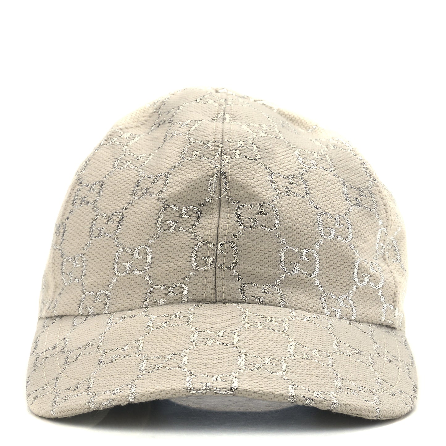 Canvas Lame GG Monogram Rush Baseball Hat M Gardenia Silver