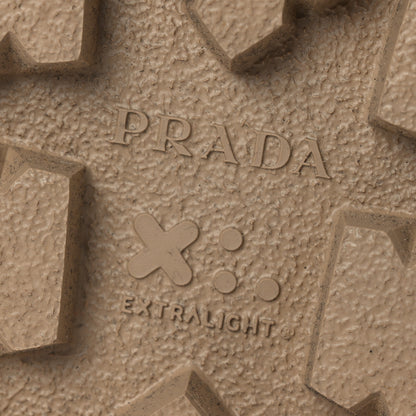 Prada Suede Metal Triangle Logo Womens Double Buckle 20mm Slide Sandals 37 Ecru 8 of 11