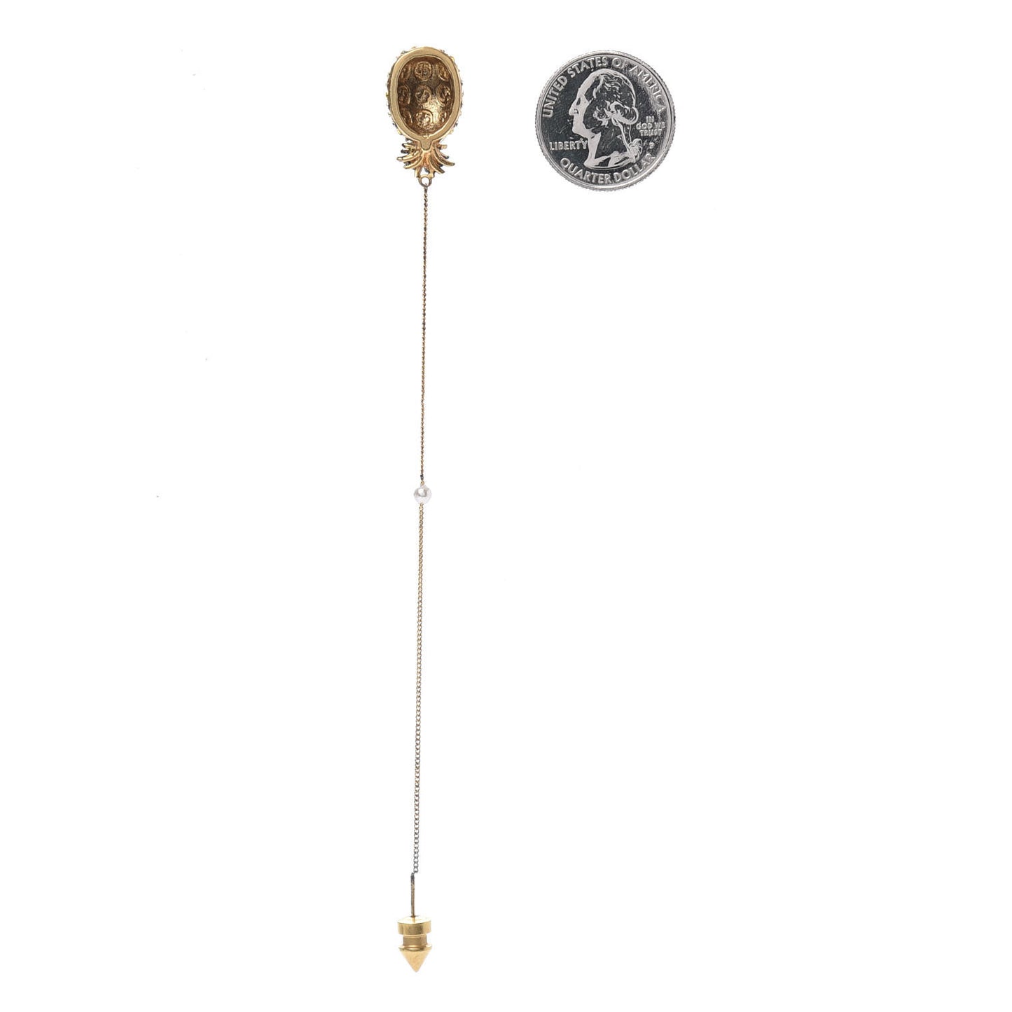 Crystal Pineapple Long Chain Earring Gold