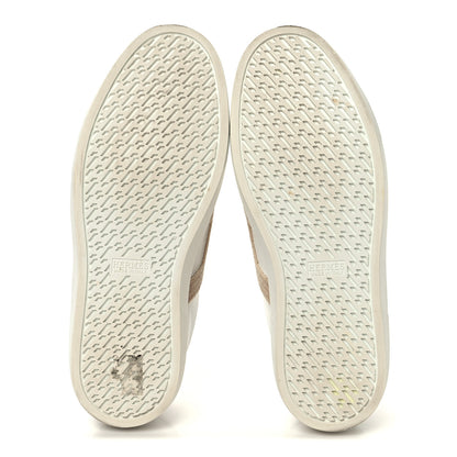 Hermes Calfskin Shearling Womens Avantage Sneakers 37.5 White Ecru 6 of 10