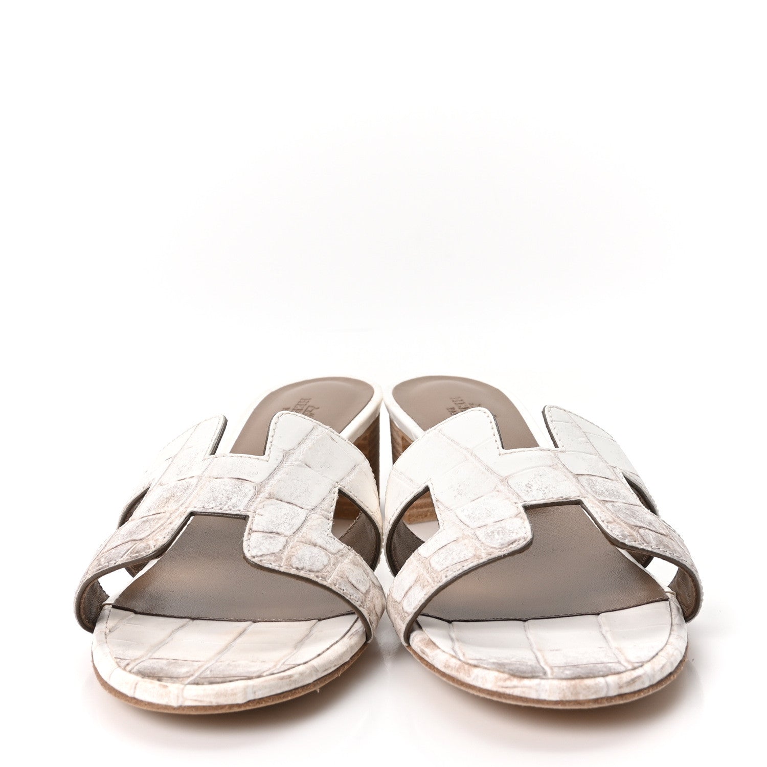 Hermes Matte Niloticus Crocodile Himalaya Oasis Sandals 37 White 3 of 9