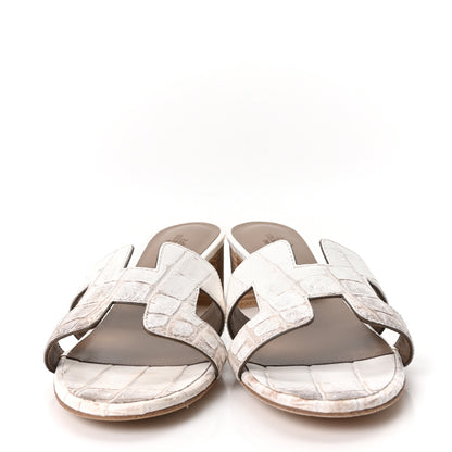 Hermes Matte Niloticus Crocodile Himalaya Oasis Sandals 37 White 3 of 9
