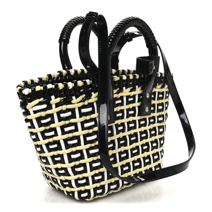 Balenciaga Varnished Faux Calfskin XS Bistro Basket Pale Yellow Black White 3 of 10
