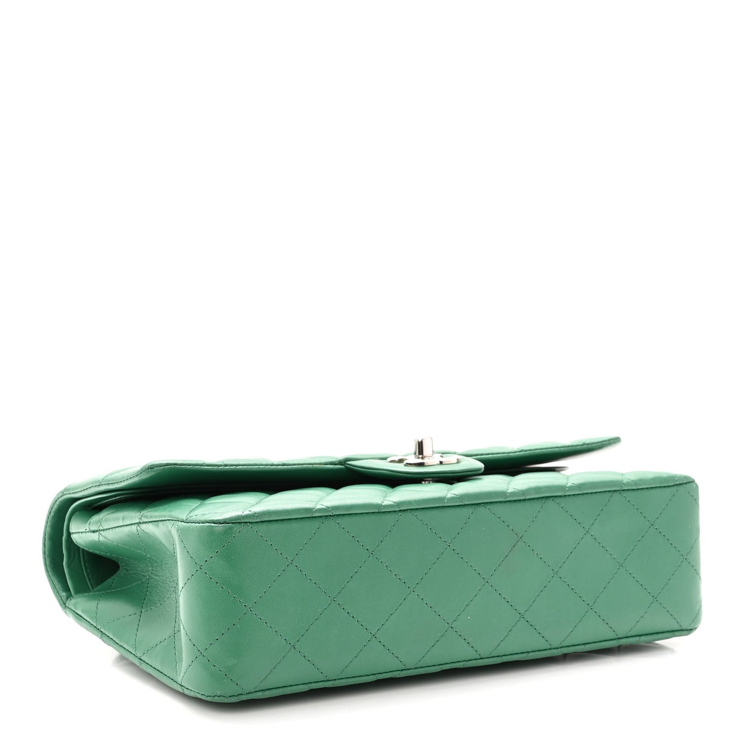 Lambskin Quilted Medium Double Flap Green