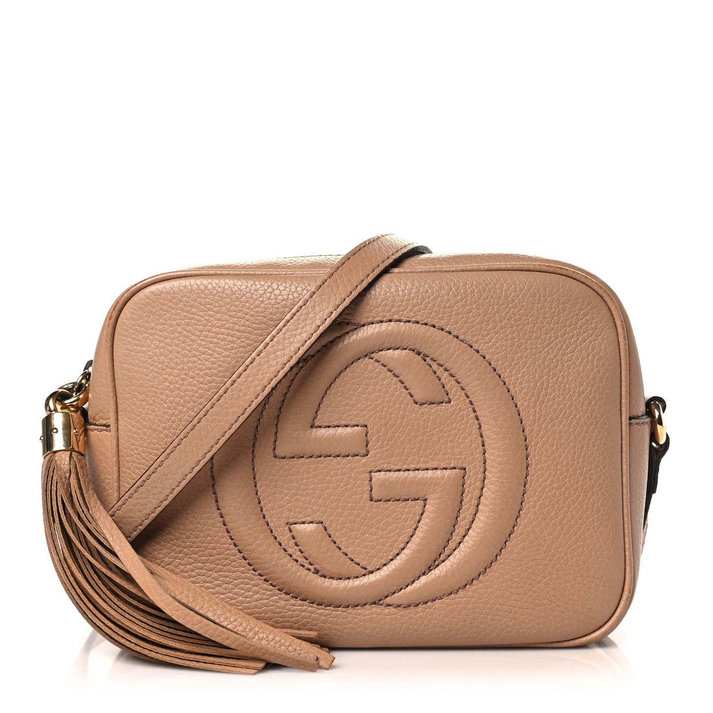 Pebbled Calfskin Small Soho Disco Bag Camelia