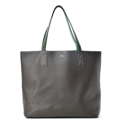 Hermes Taurillon Clemence Double Sens 45 Reversible Tote Bambou Vert Bronze 1 of 16