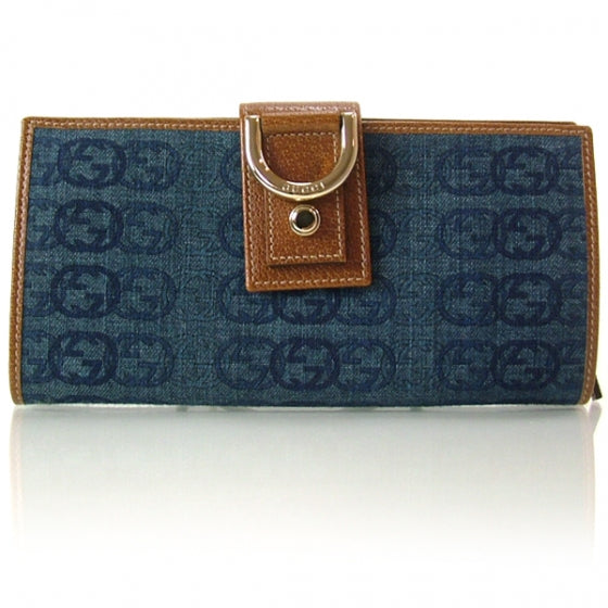 Gucci Denim GG Abbey Continental Wallet Brown 1 of 10