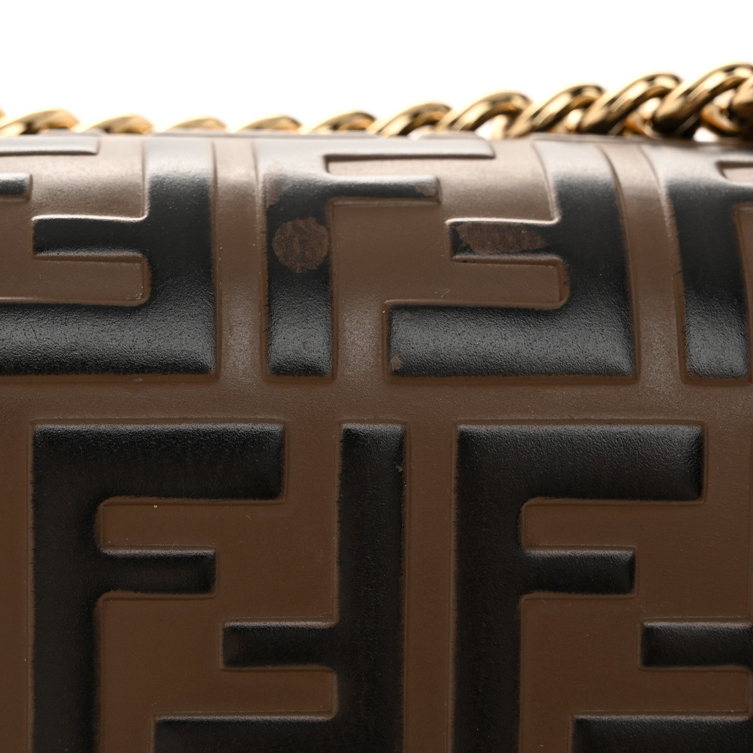 Fendi Vitello Liberty Bi-Color FF 1974 Embossed Small Kan U Shoulder Bag Maya Black 12 of 14