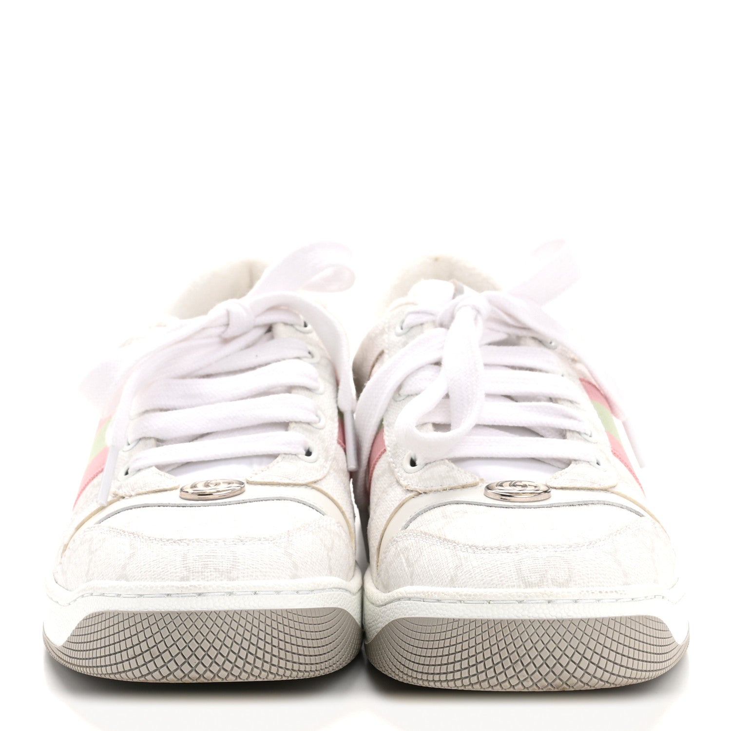Gucci GG Monogram Web Screener Sneakers 38 White Grey Pink 3 of 10