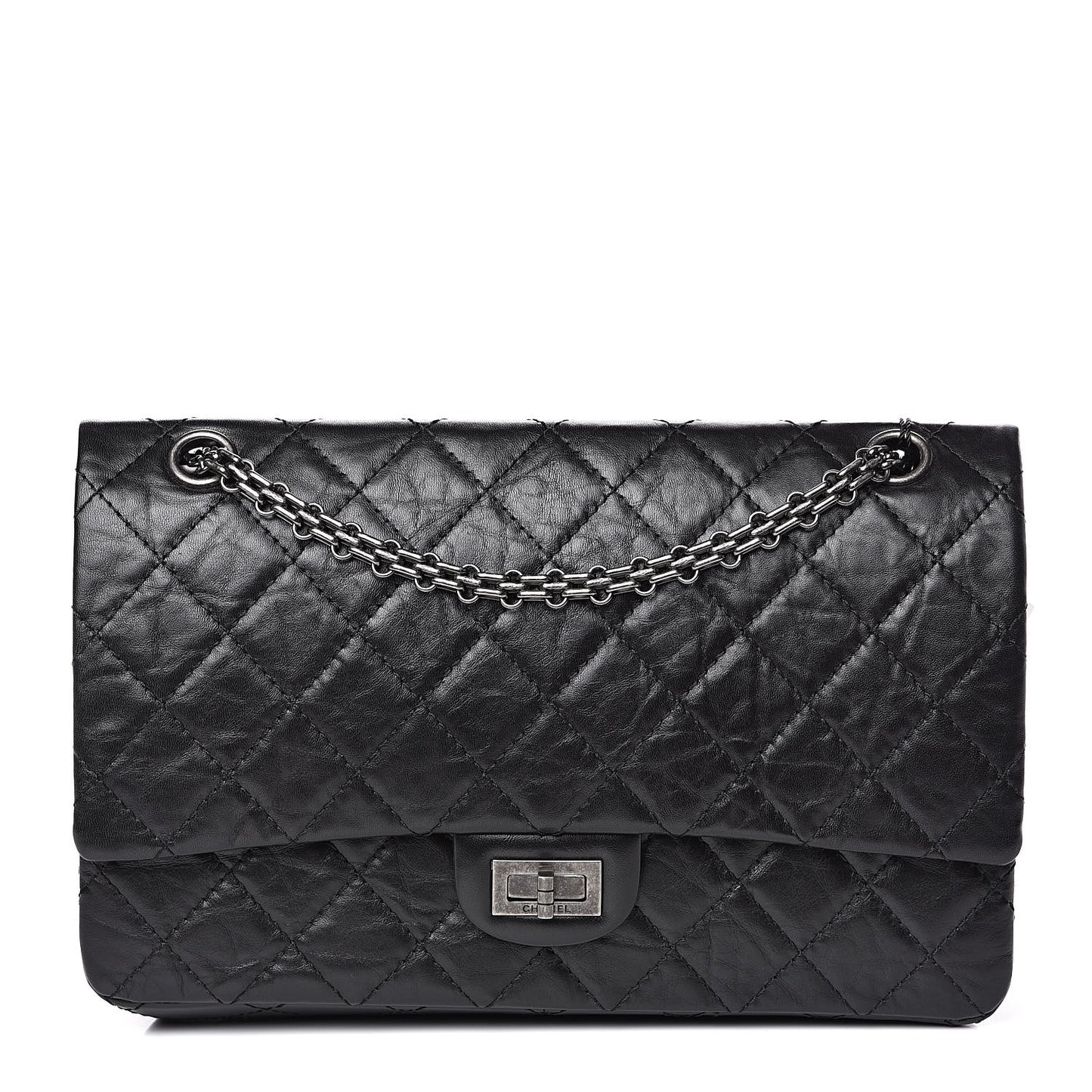 Aged Calfskin Quilted 2.55 Reissue 226 Flap Black