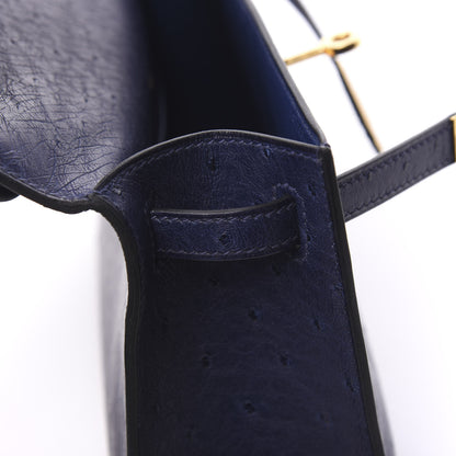 Hermes Ostrich Kelly Pochette Clutch Bleu Iris 19 of 30