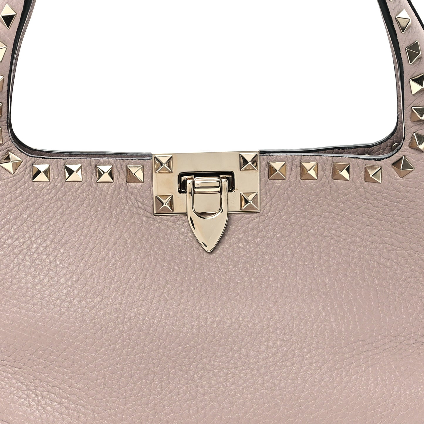 Pebbled Calfskin Small Rockstud Flip Lock Hobo Poudre
