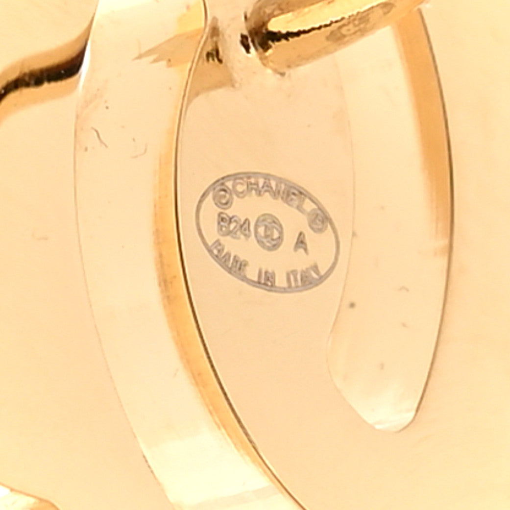 Chanel Enamel Cutout CC Earrings Gold White 4 of 5