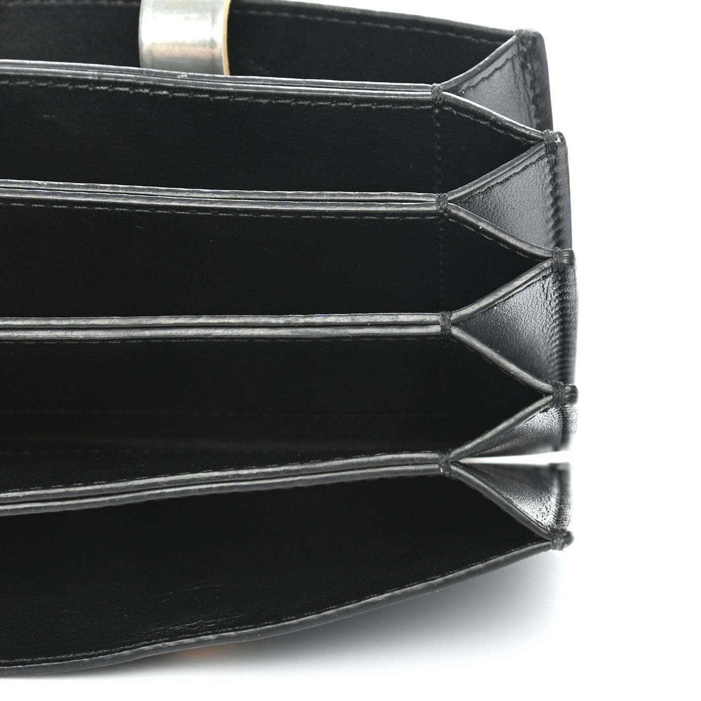 Smooth Calfskin Accordion Card Holder Black Gold