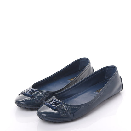 Louis Vuitton Patent Calfskin Oxford Ballerina Flats 37 Blue 3 of 8