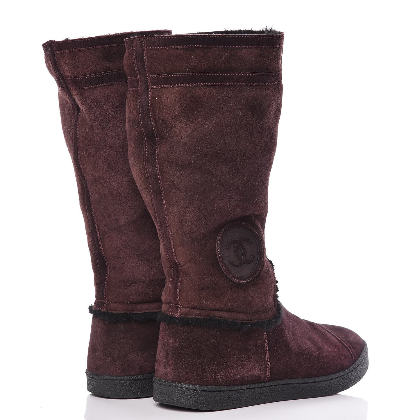 Suede Logo Boots 41 Burgundy