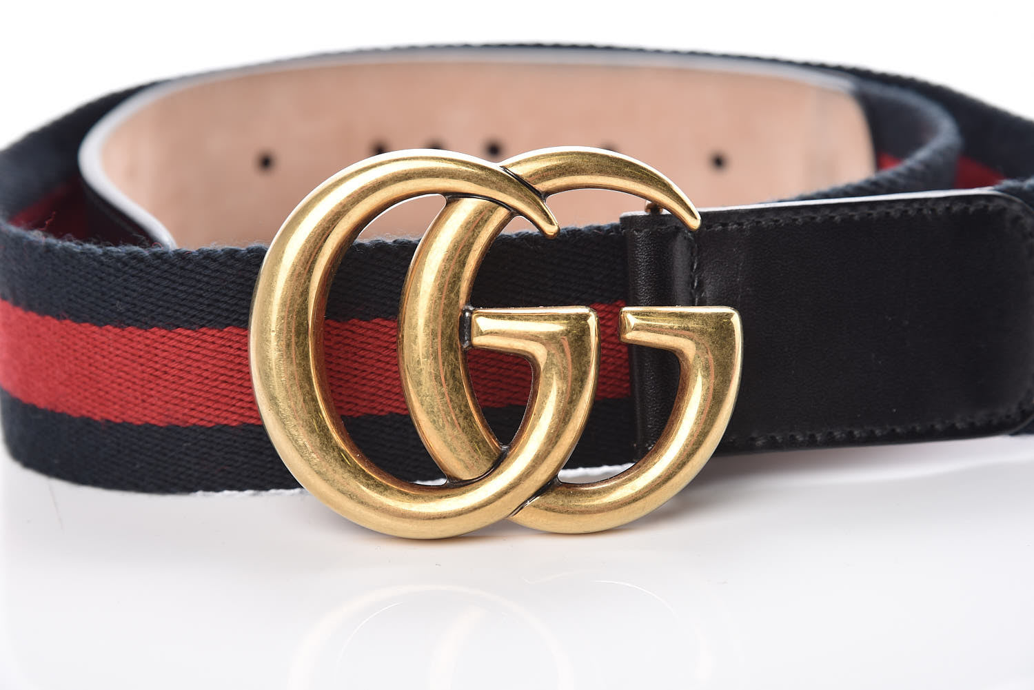 Gucci Nylon Calfskin Double G Web 40mm Belt 85 34 Blue Red Black 8 of 9