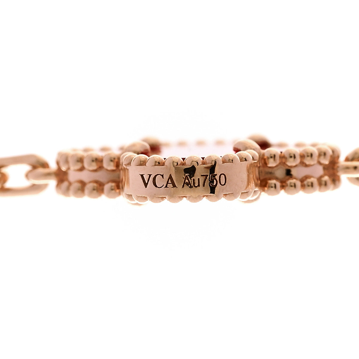 18K Rose Gold Carnelian 20 Motifs Guilloche Vintage Alhambra Necklace