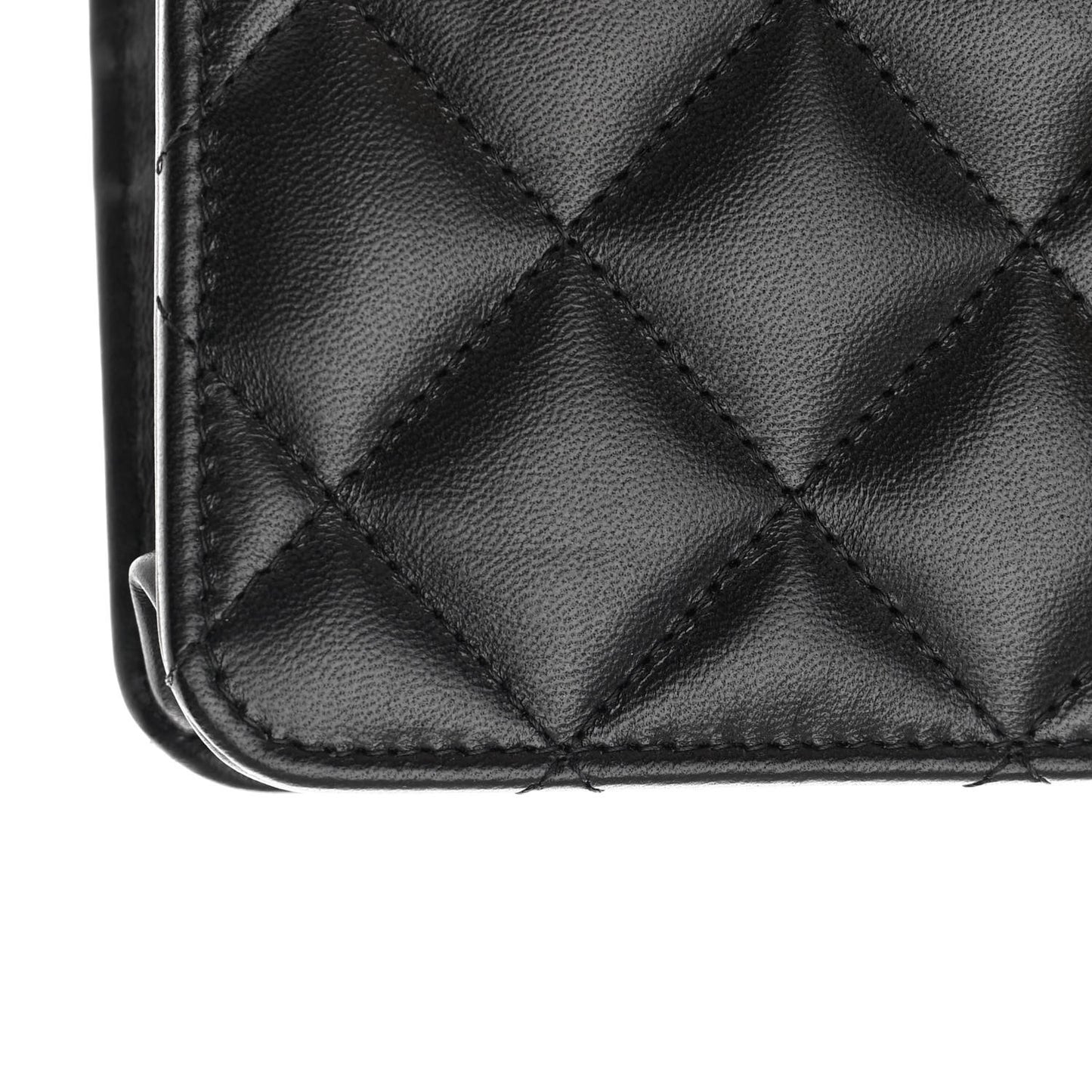 Lambskin Quilted Logo WOC Wallet On Chain Black