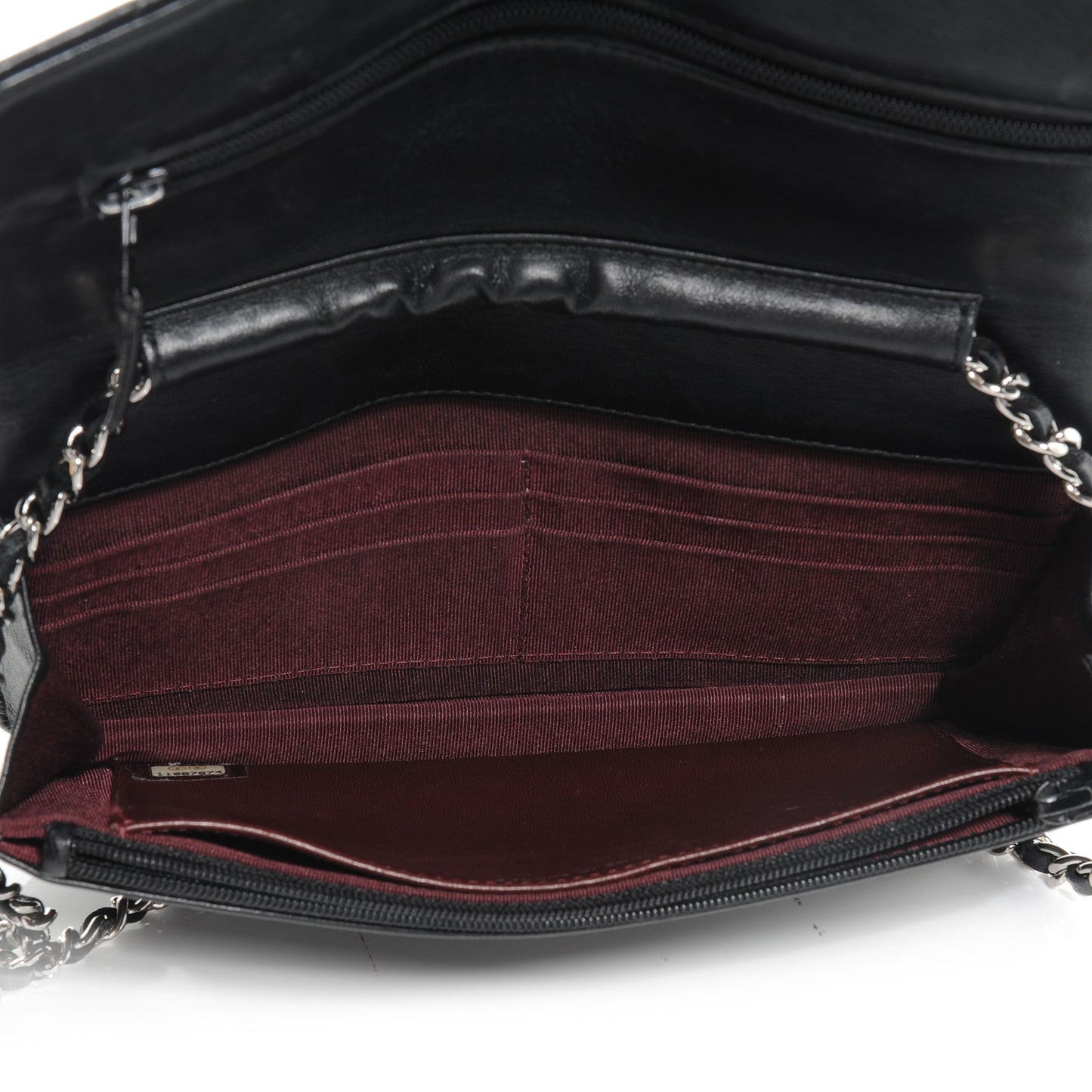 Lambskin Quilted Wallet On Chain WOC Black