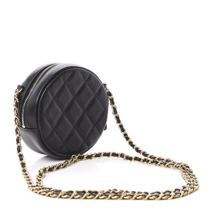Chanel Lambskin Quilted Studded Round Clutch With Chain Black 2 of 10