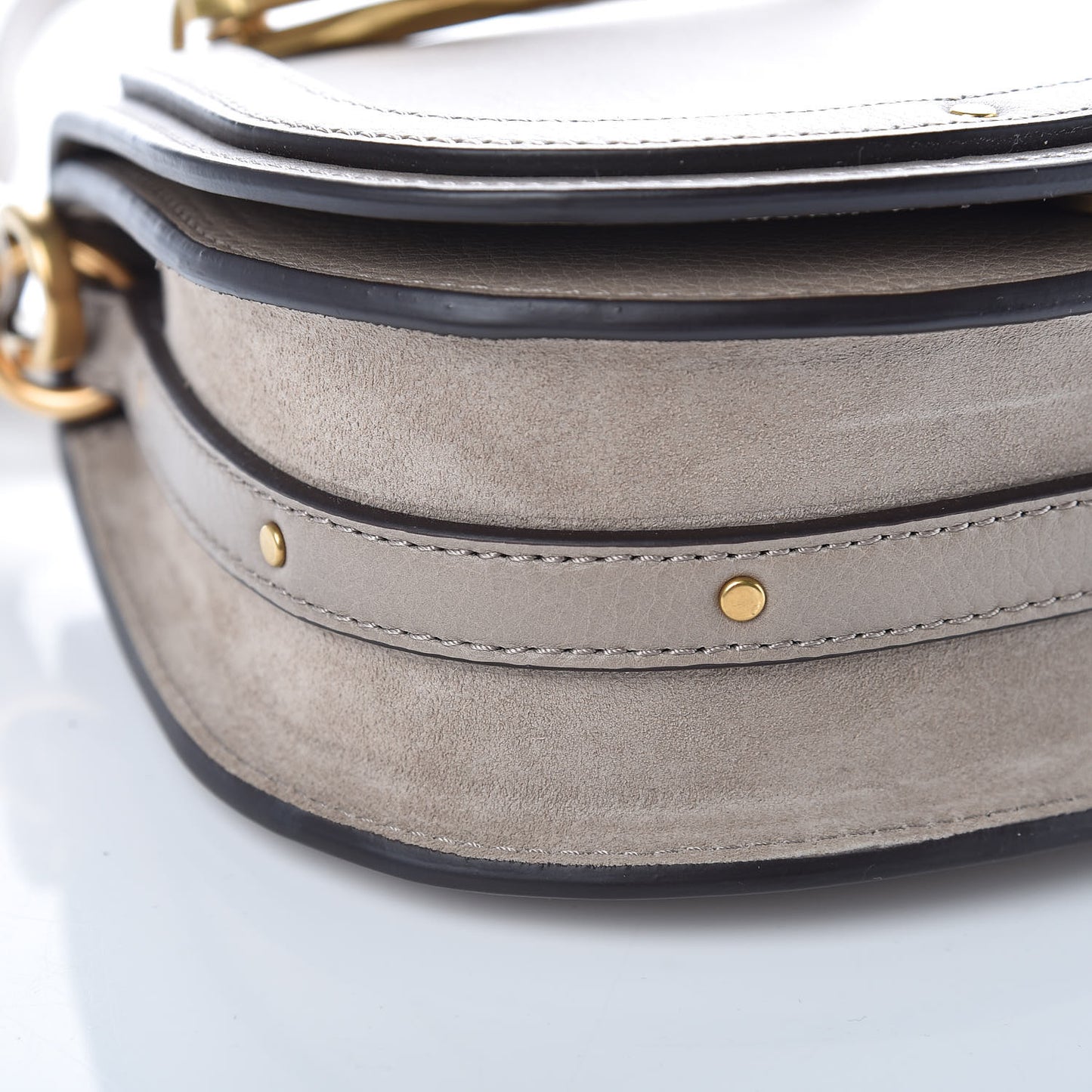 Calfskin Suede Small Nile Bracelet Bag Motty Grey