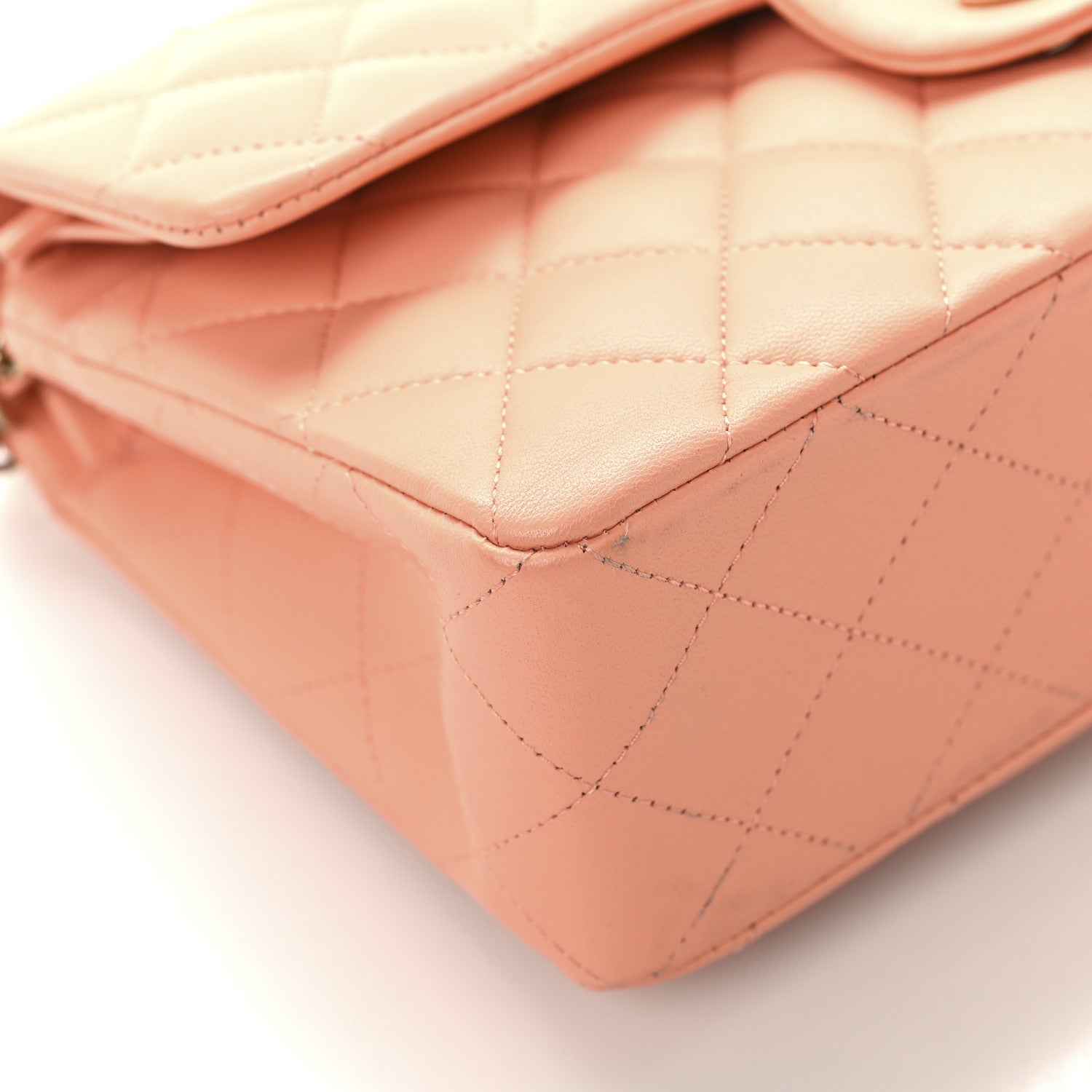 Chanel Lambskin Quilted Small Double Flap Light Orange 9 of 13