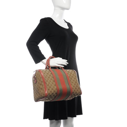 Gucci Monogram Medium Vintage Web Boston Pink 2 of 25