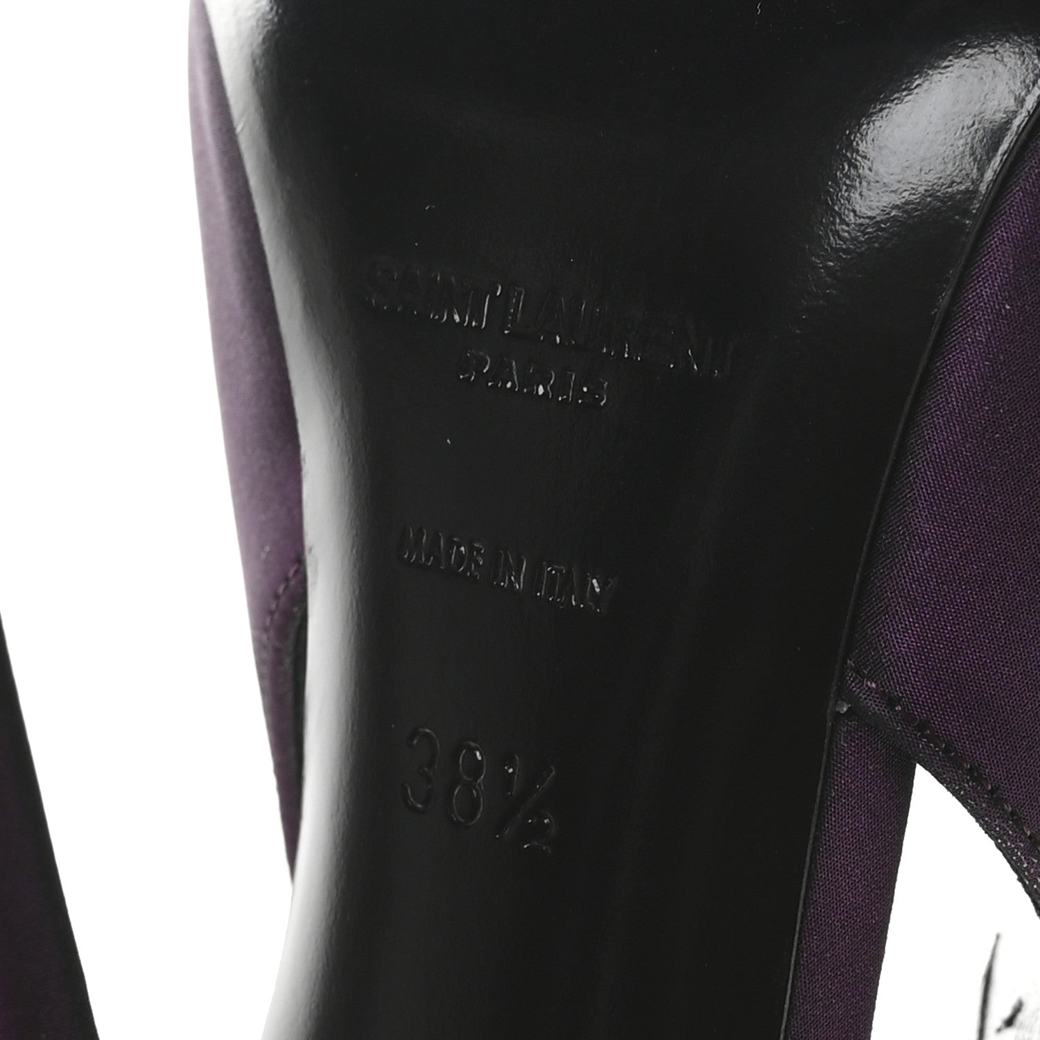 Saint Laurent Taffeta Yasmeen 115 Slingback Pumps 38.5 Prune 7 of 9