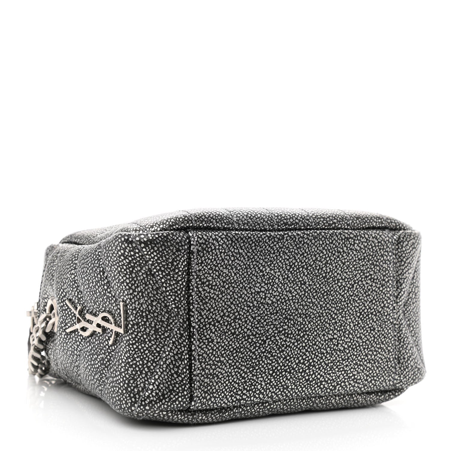 Saint Laurent Metallic Grain De Poudre Y Quilted Monogram Mini Loulou Camera Bag Gun Metal 3 of 9
