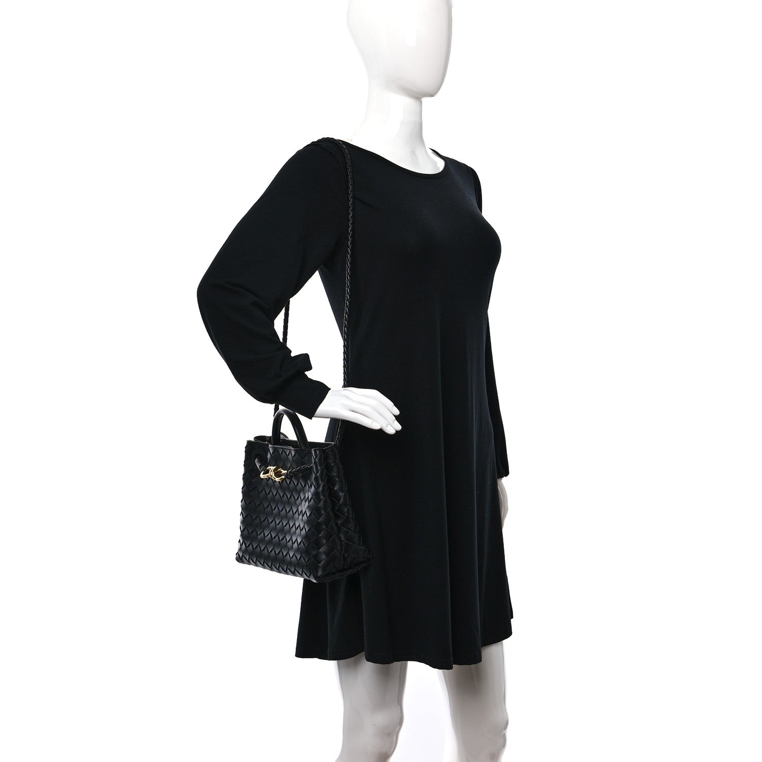 Bottega Veneta Nappa Intrecciato Small Andiamo Shoulder Bag Black 3 of 8