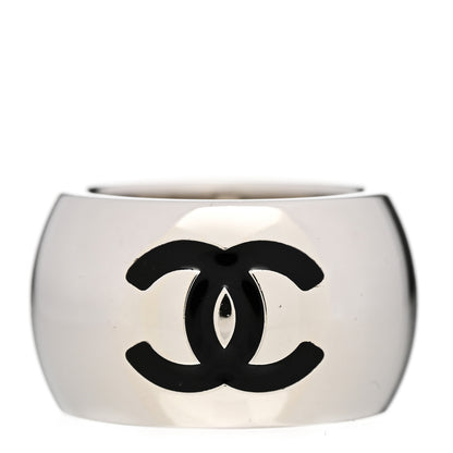 Chanel CC Heart Ring 53 6.5 Silver Black 1 of 4
