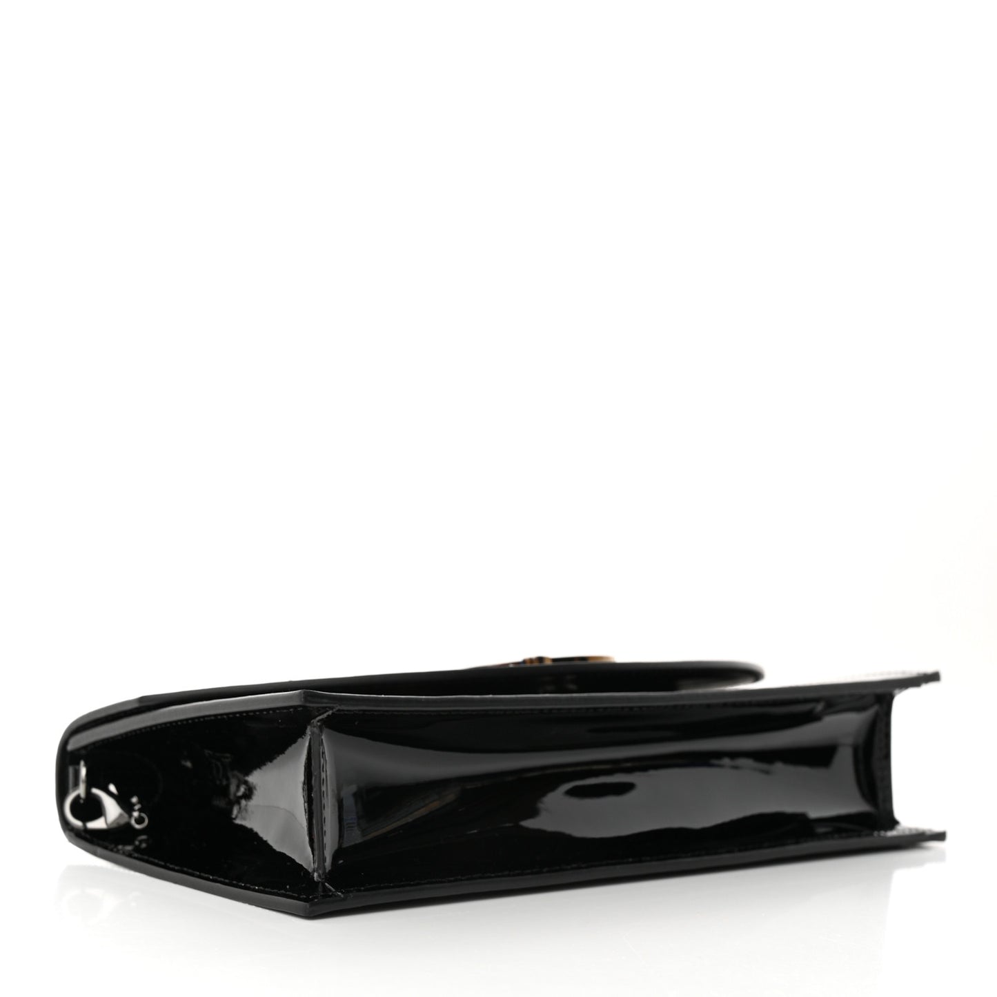Patent Calfskin Loubi54 Crossbody Clutch Black