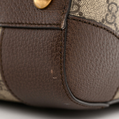 Gucci GG Supreme Monogram Textured Dollar Calfskin Web Medium Savoy Duffle Bag Beige Ebony New Acero 13 of 13