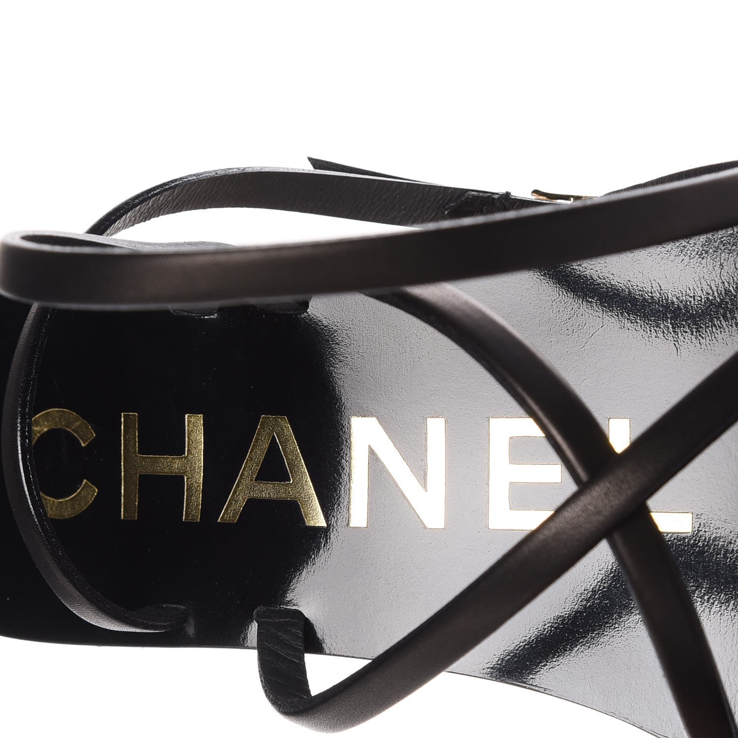 Chanel Lambskin Wedge Sandals 38 Black 7 of 10