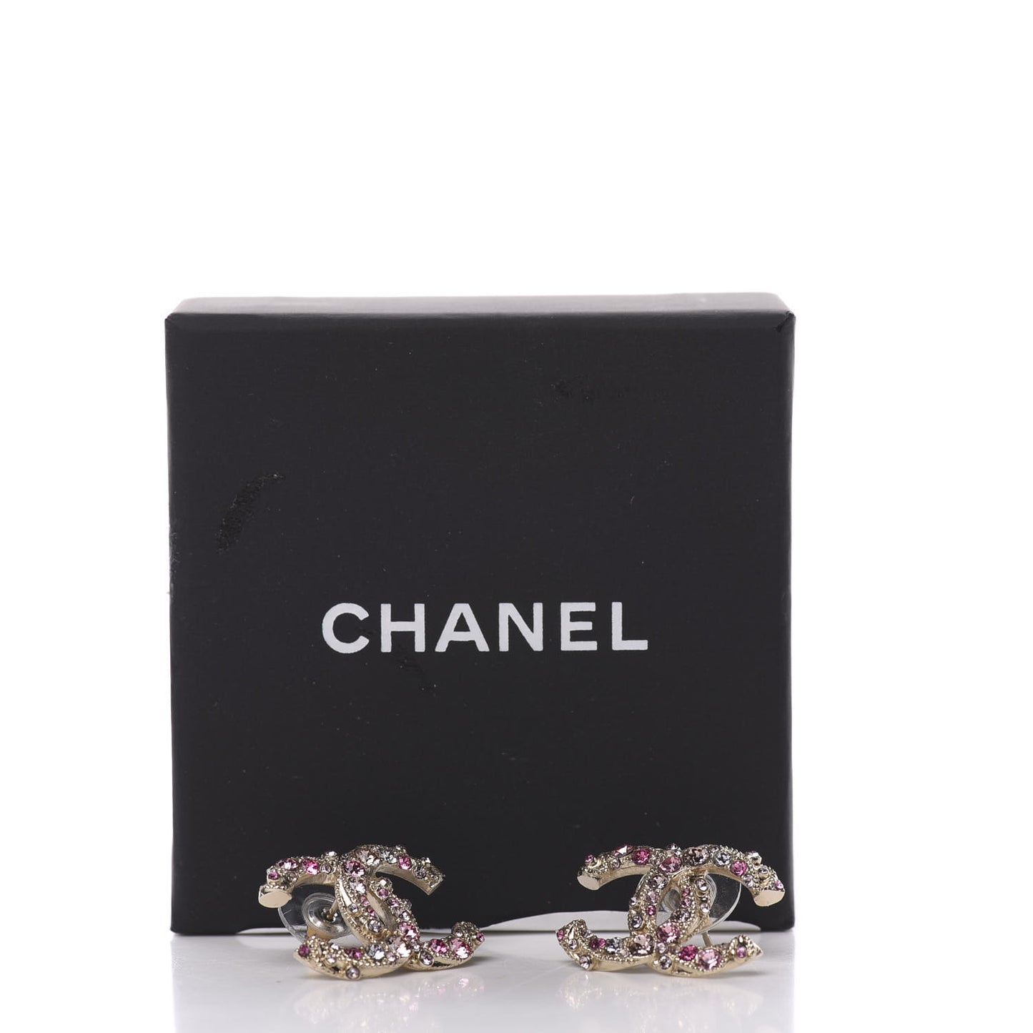 Crystal Twisted CC Earrings Pink Gold