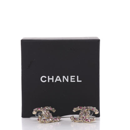 Chanel Crystal Twisted CC Earrings Pink Gold 5 of 5