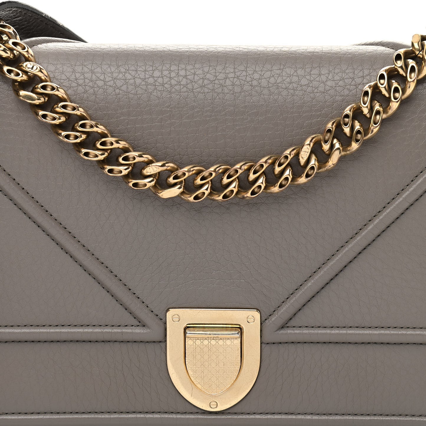 Grained Calfskin Medium Diorama Flap Bag Gris