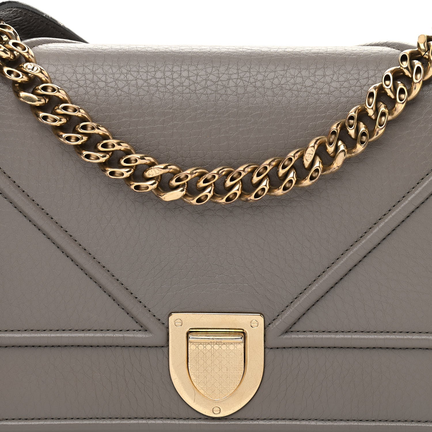 Christian Dior Grained Calfskin Medium Diorama Flap Bag Gris 8 of 14