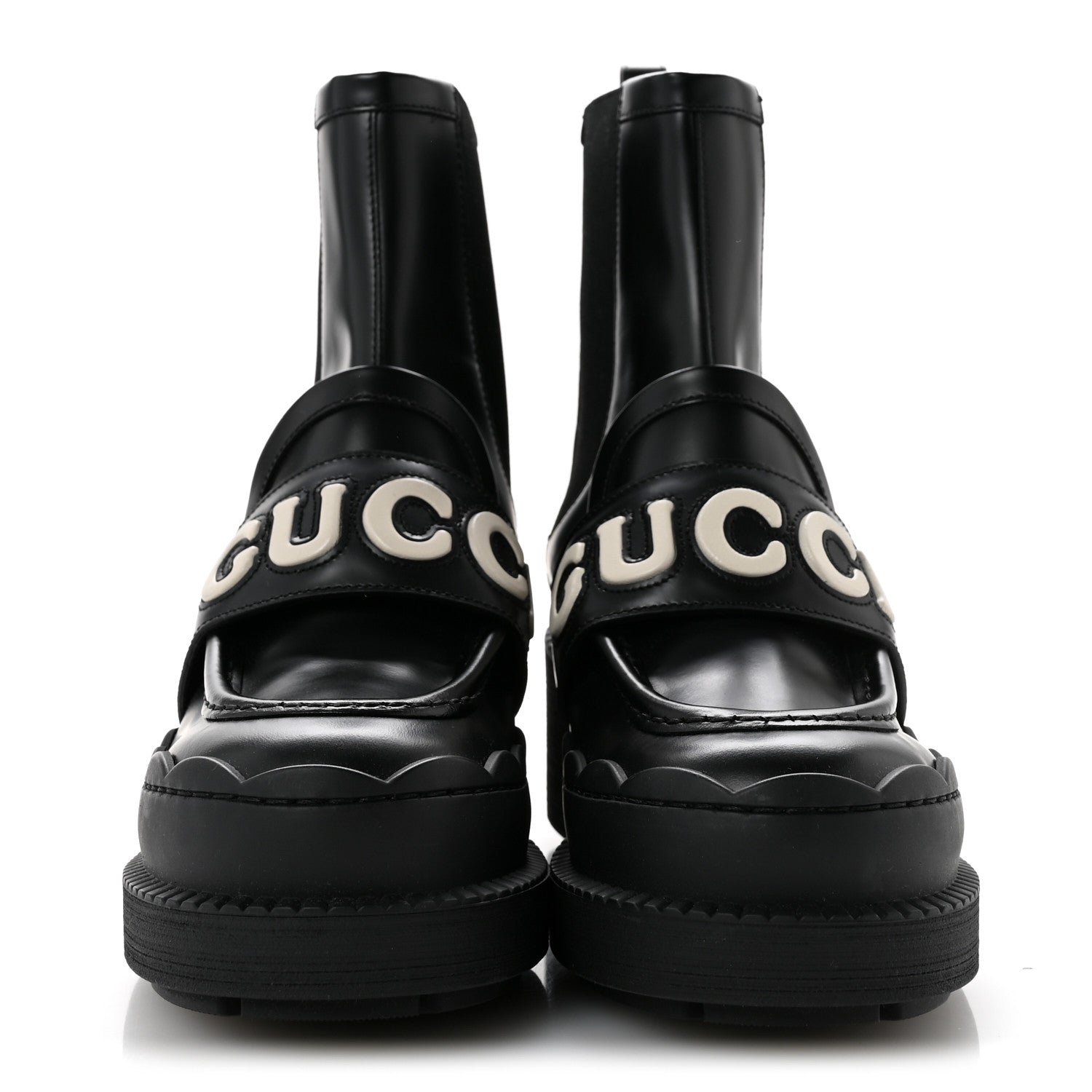 Gucci Calfskin Ornella Logo Ankle Boots 38 Black 1923358