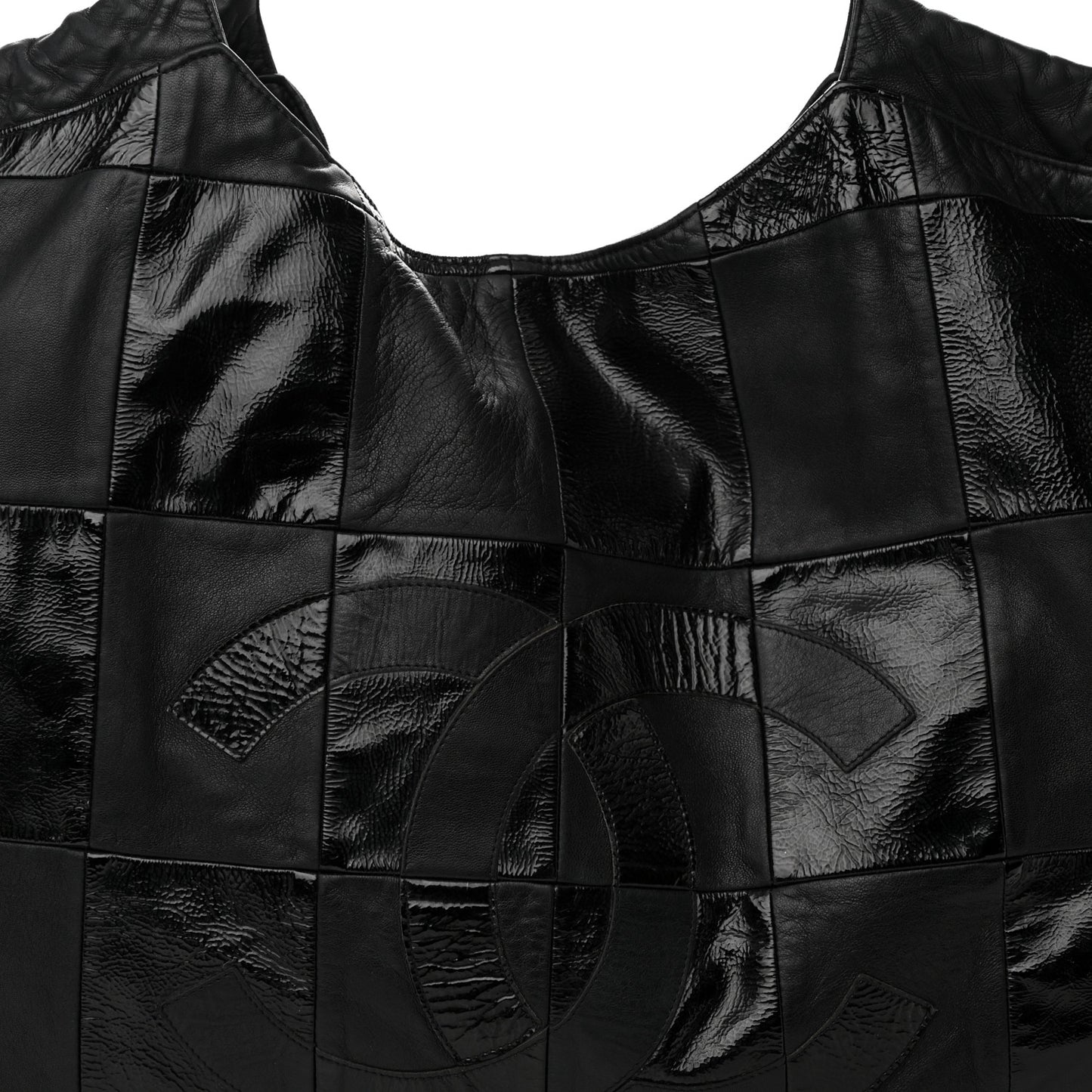 Patent Patchwork Large Brooklyn Tote Black