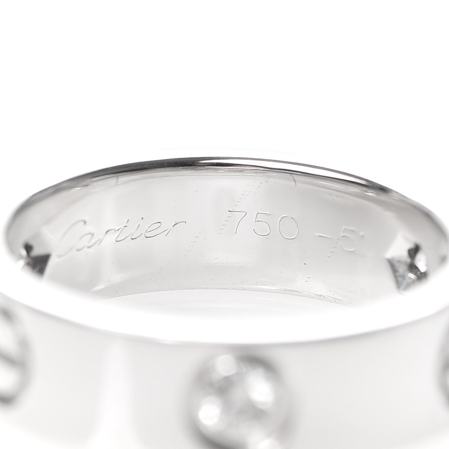 18K White Gold 3 Diamond 5.5mm LOVE Ring 51 5.75